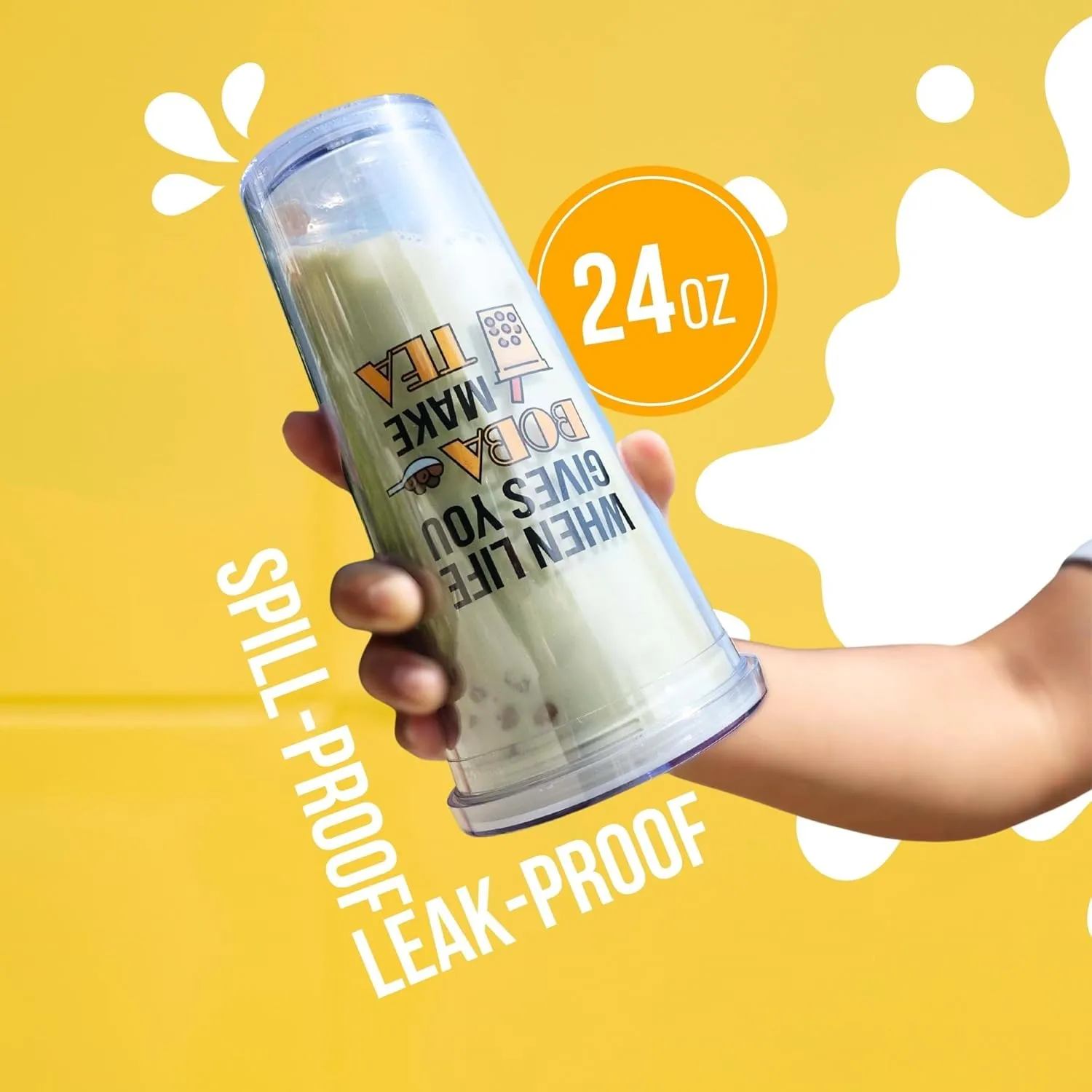 Reusable Boba Tea Cup (24 oz) with Stainless Steel Straw | Insulated Bubble Tea Kit & Personalized Gift for Enthusiasts