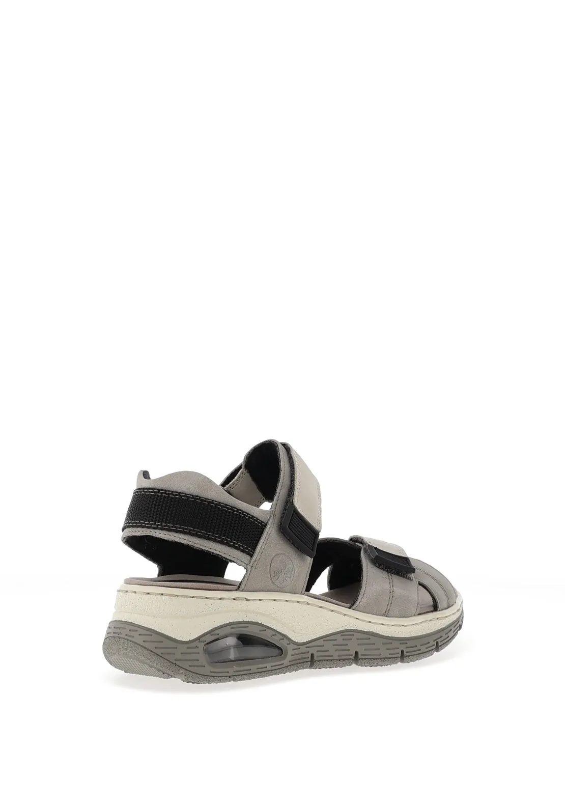 Rieker Womens Velcro Trekking Sandals, Light Grey