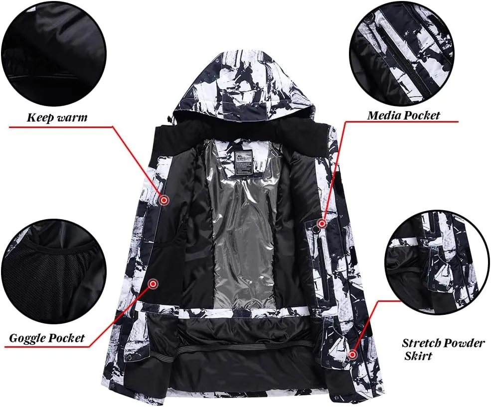 RIUIYELE Men's Ski Jacket and Pants Set Insulated Waterproof Snowsuits Winter Warm Outdoor Skiing Snowboard Jackets for Men