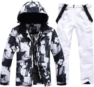 RIUIYELE Men's Ski Jacket and Pants Set Insulated Waterproof Snowsuits Winter Warm Outdoor Skiing Snowboard Jackets for Men