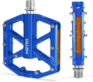 Road/Mountain Bike Pedals,Bicycle Pedals with Reflectors,Aluminum Alloy MTB Pedals 3 Sealed Bearings Bicycle Platform Pedals 9/16" BMX Road Bike Pedal