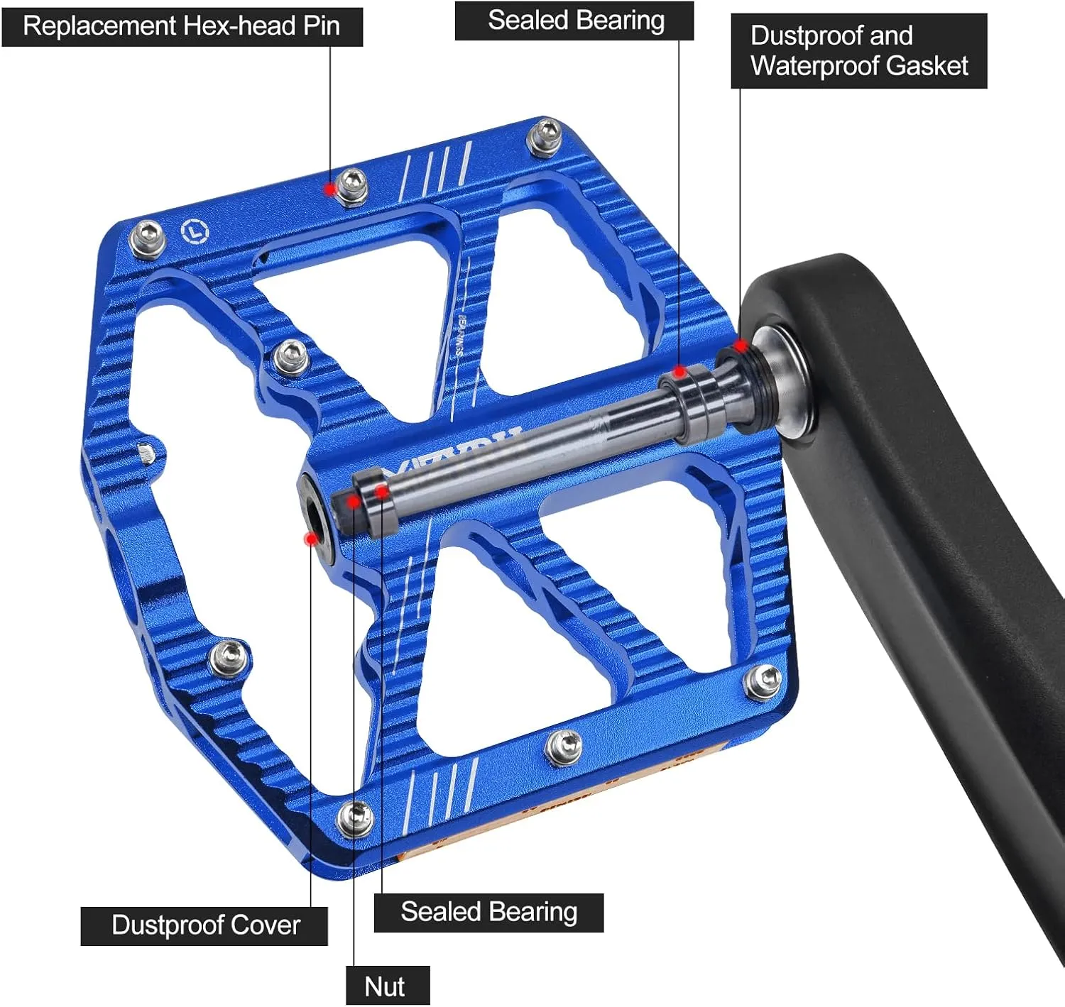 Road/Mountain Bike Pedals,Bicycle Pedals with Reflectors,Aluminum Alloy MTB Pedals 3 Sealed Bearings Bicycle Platform Pedals 9/16" BMX Road Bike Pedal