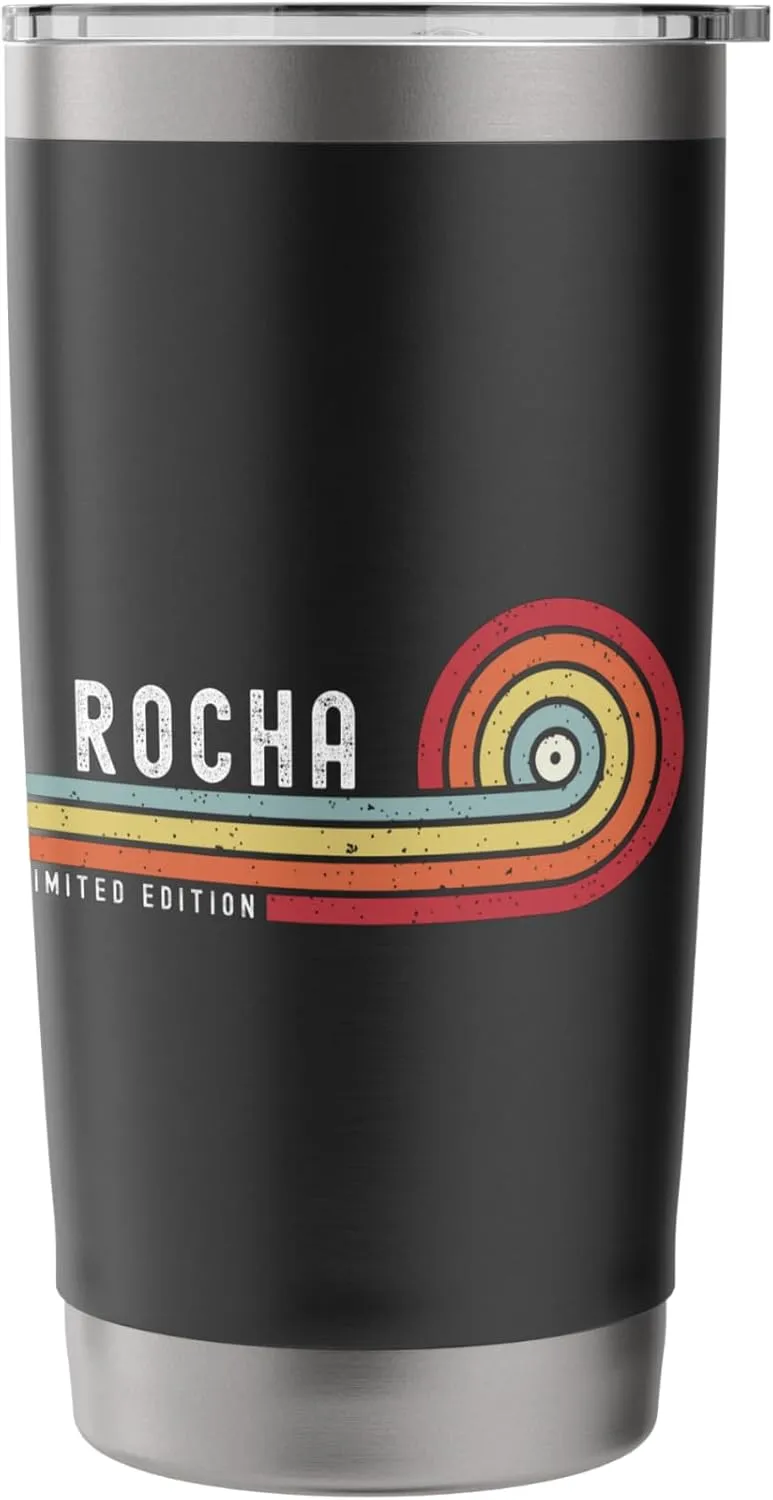 ROCHA Proud Family Retro Sunset Last Name Surname Stainless Steel Insulated Tumbler