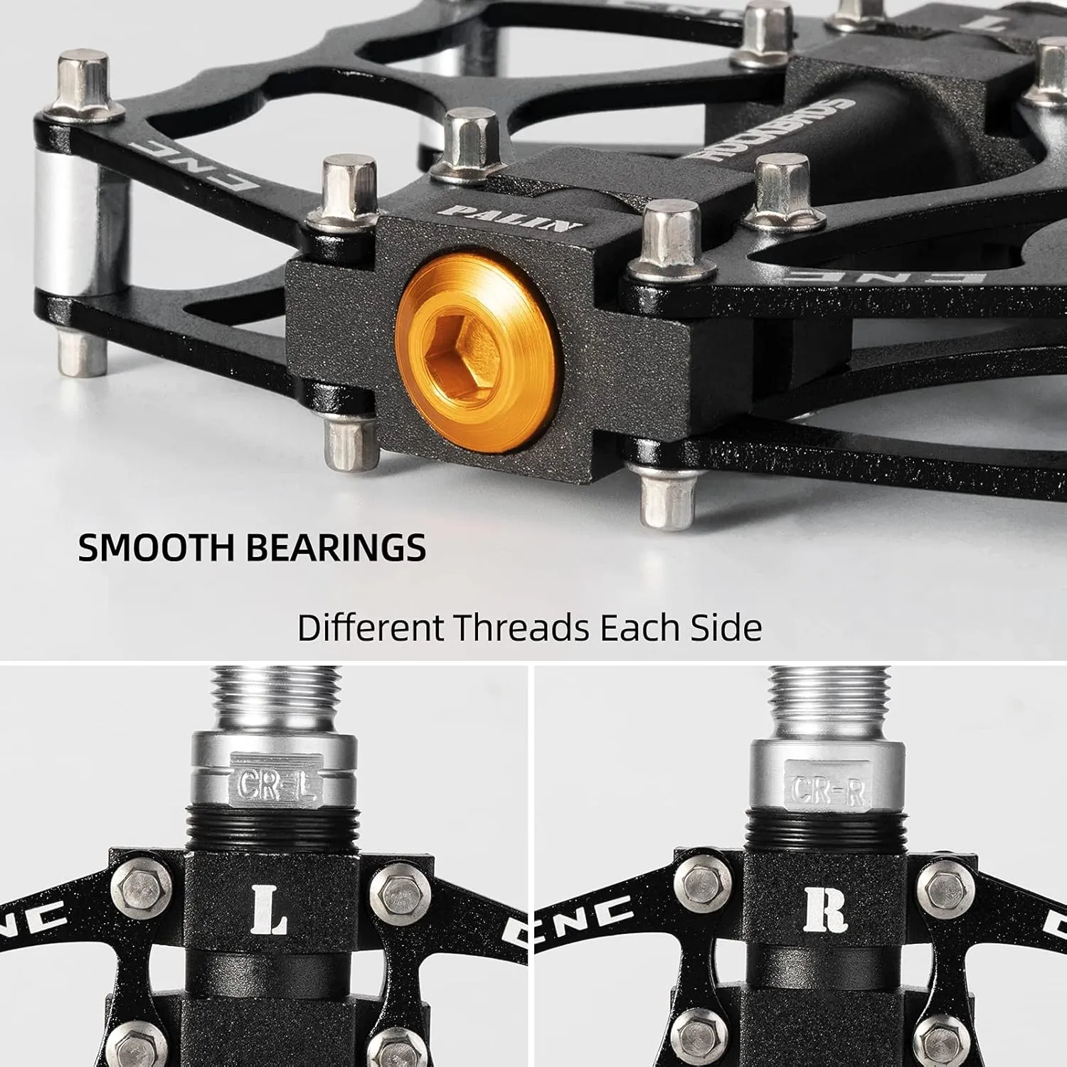 ROCKBROS Mountain Bike Pedals MTB Pedals CNC Non-Slip Lightweight Aluminum Alloy Bicycle Pedals Sealed Bearings Bicycle Platform Pedals 9/16" BMX Road Bike Pedal