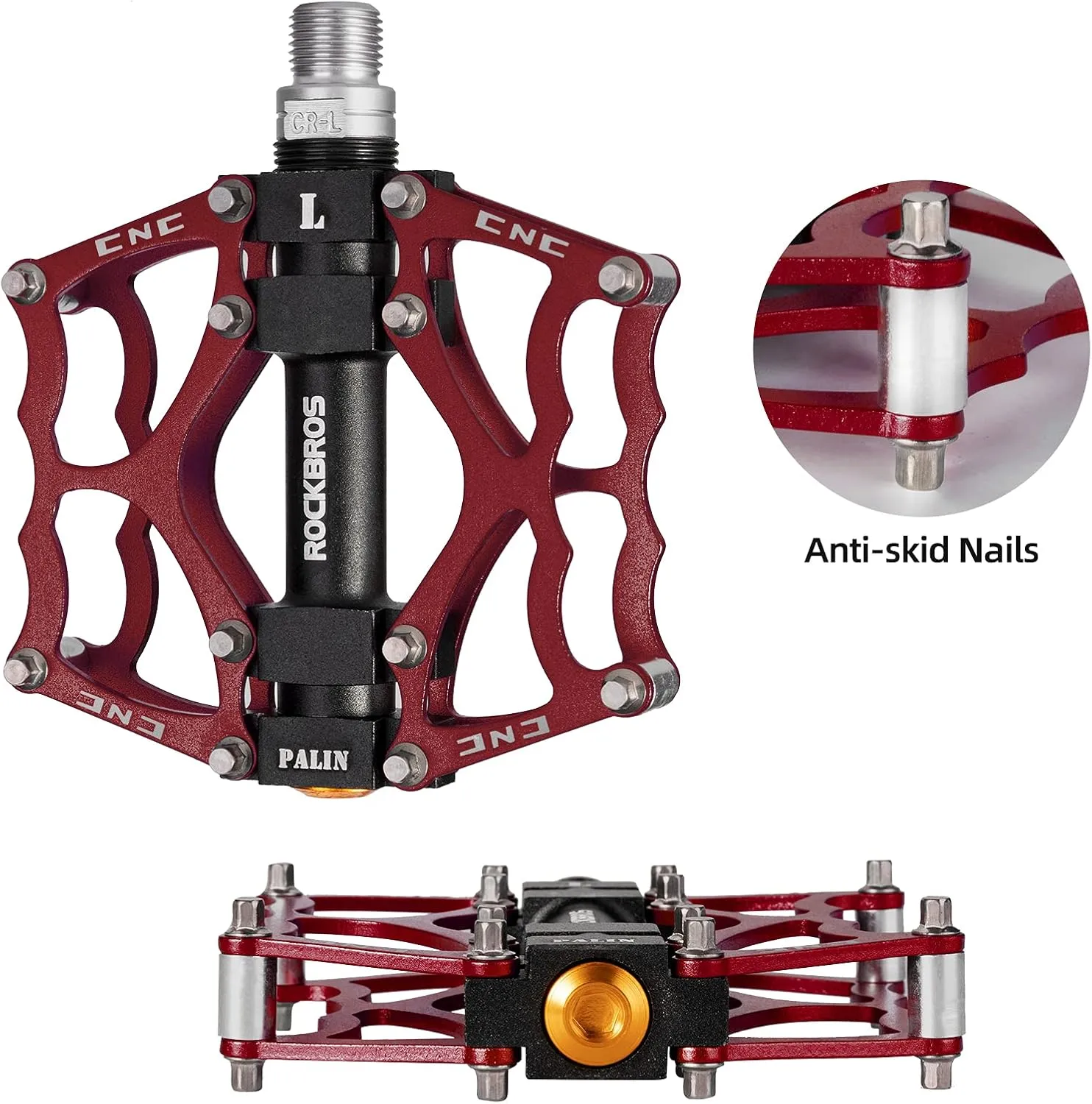 ROCKBROS Mountain Bike Pedals MTB Pedals CNC Non-Slip Lightweight Aluminum Alloy Bicycle Pedals Sealed Bearings Bicycle Platform Pedals 9/16" BMX Road Bike Pedal