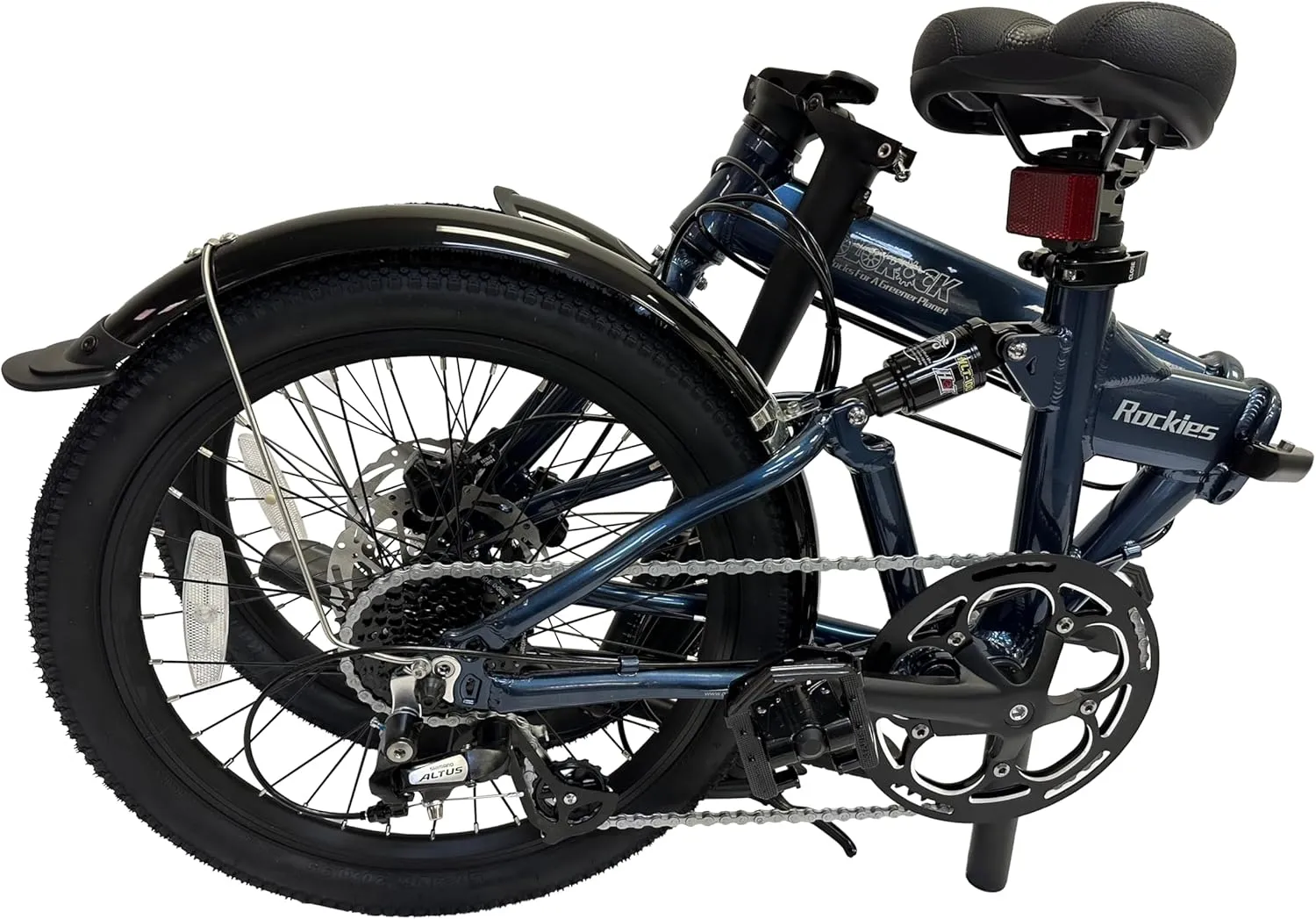 Rockies 20" 8 Speed Aluminum Folding Bike - Hydraulic Disc Brakes, with Fenders, Stainless Steel Spokes & Stainless Steel Fender Stays