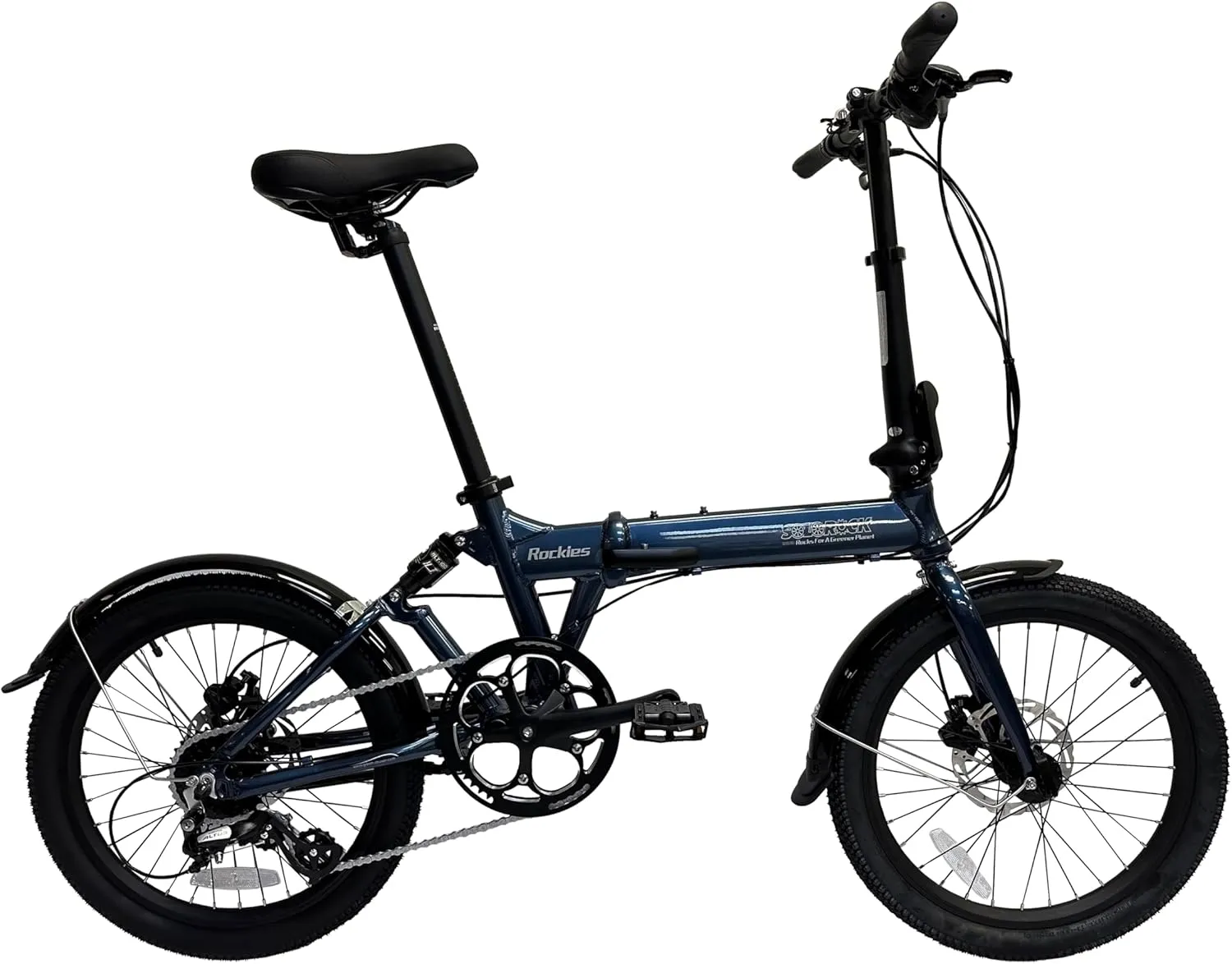 Rockies 20" 8 Speed Aluminum Folding Bike - Hydraulic Disc Brakes, with Fenders, Stainless Steel Spokes & Stainless Steel Fender Stays