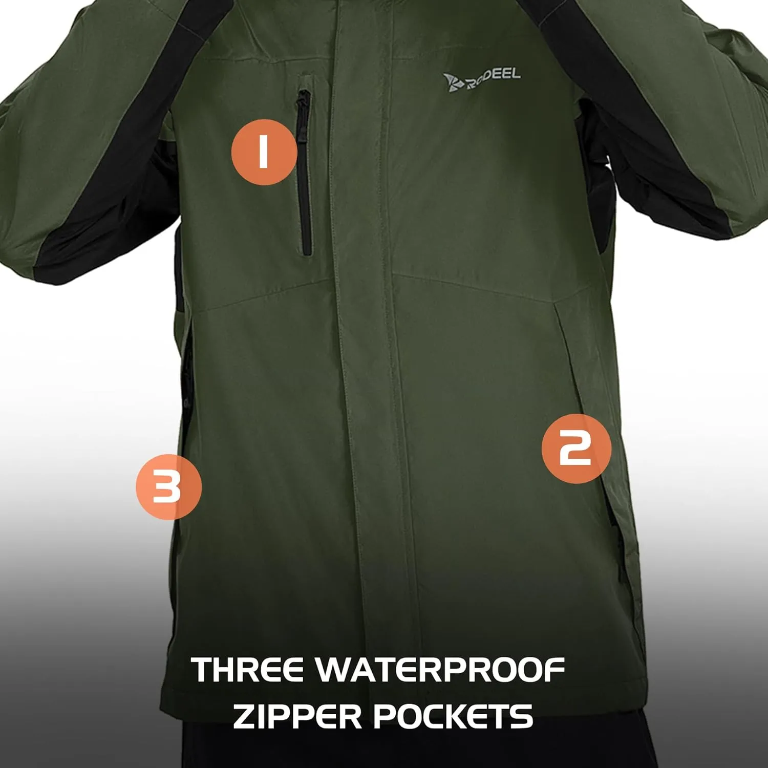 Rodeel Waterproof Fishing Rain Coat and Pant Suit for Men Outdoor Hiking (Rain Gear Jacket & Trouser Suit)