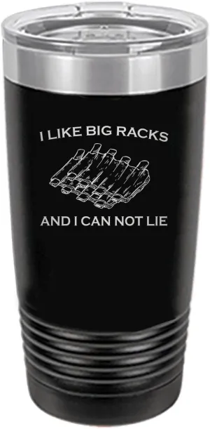 Rogue River Tactical Funny Barbecue 20 Oz. Travel Tumbler Mug Cup w/Lid Vacuum Insulated Hot or Cold I Like Big Racks Rib BBQ Grill Gift For Dad (Black)