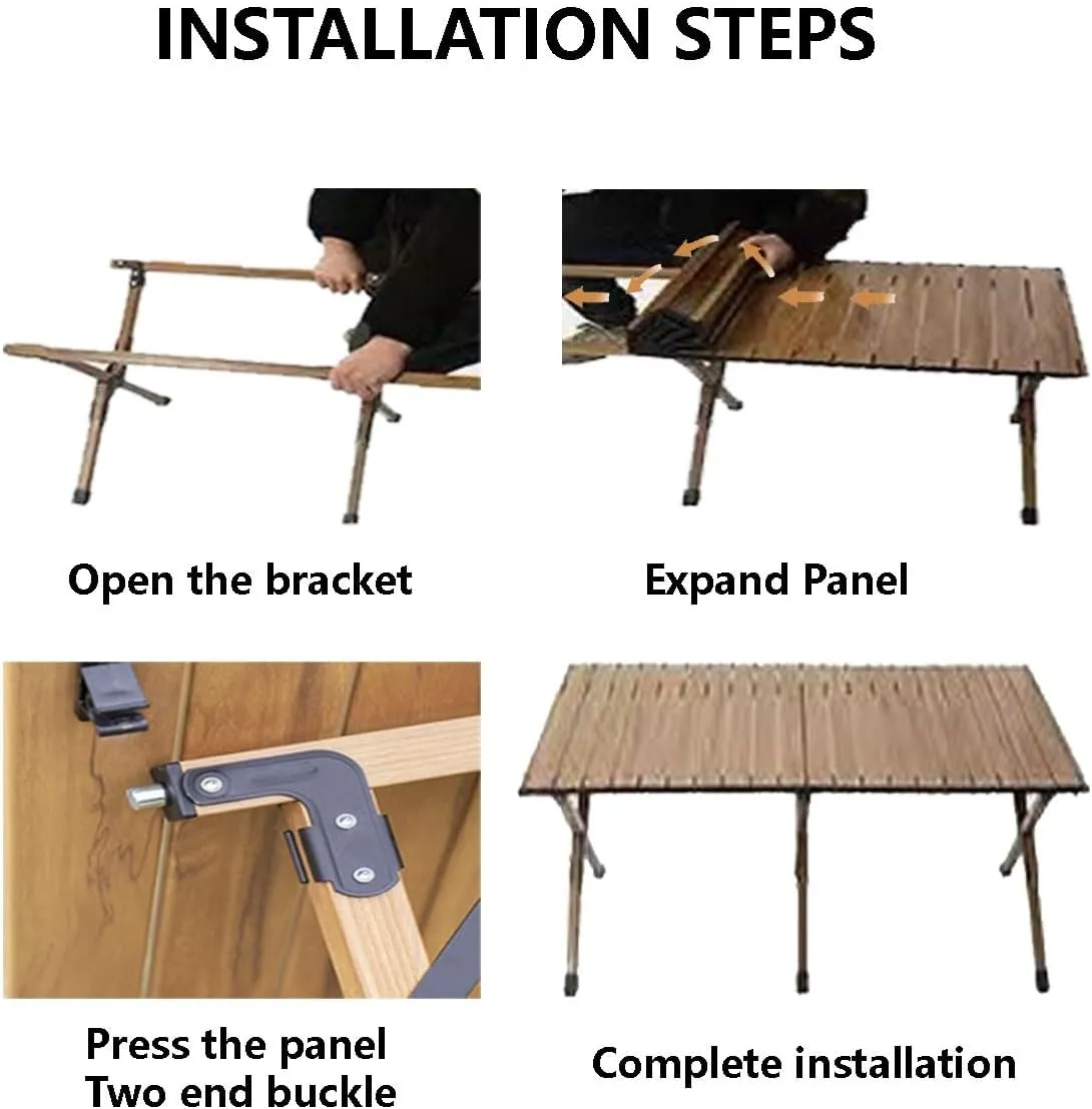 Roll Up Picnic Table Folding Camping Table Beach Table，Folding Table for Outdoor Picnic, Camping, BBQ, Party, Backyard, Beach