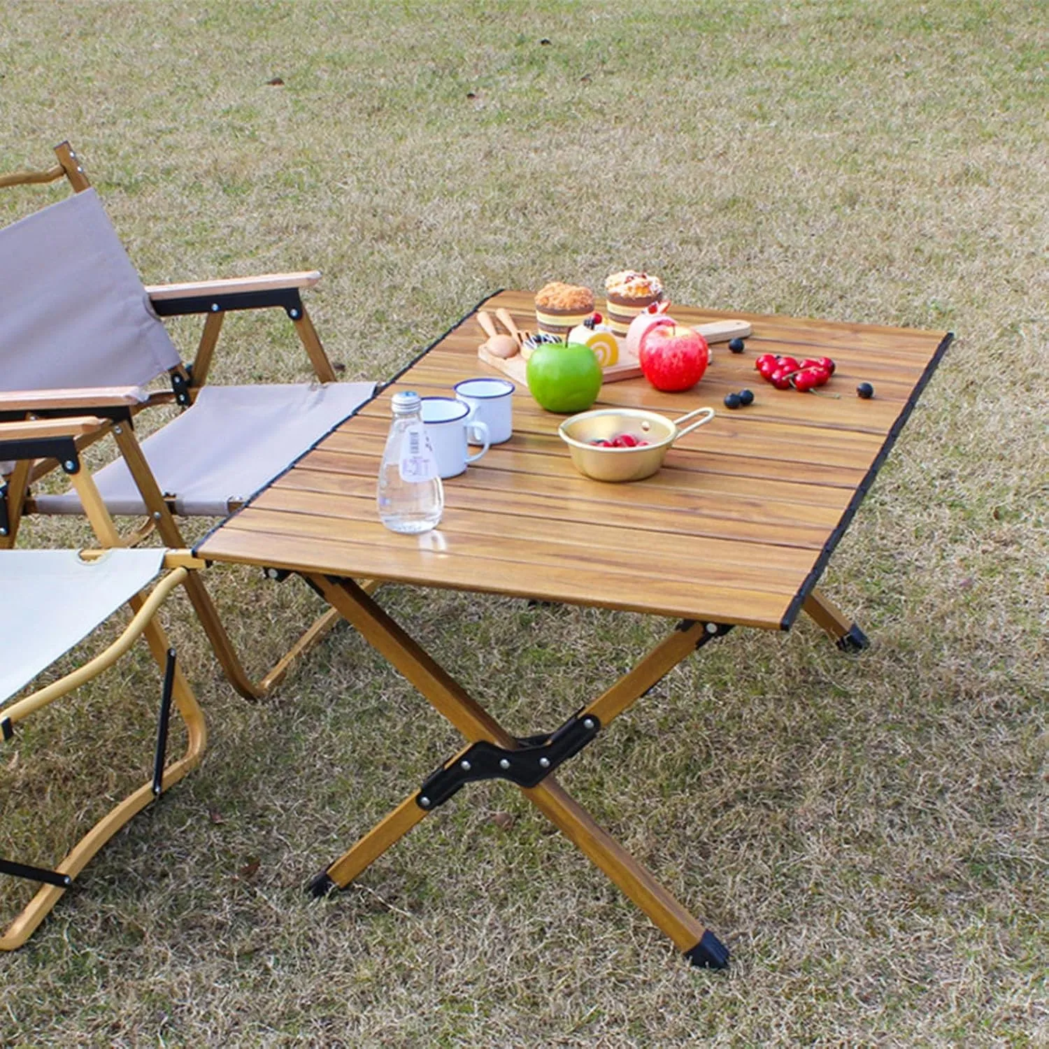 Roll Up Picnic Table Folding Camping Table Beach Table，Folding Table for Outdoor Picnic, Camping, BBQ, Party, Backyard, Beach