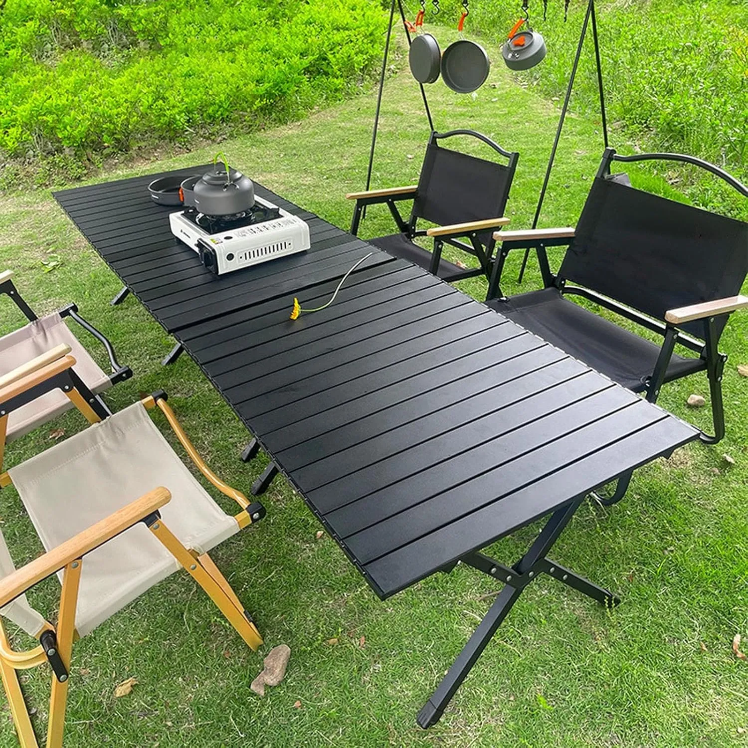 Roll Up Picnic Table Folding Camping Table Beach Table，Folding Table for Outdoor Picnic, Camping, BBQ, Party, Backyard, Beach