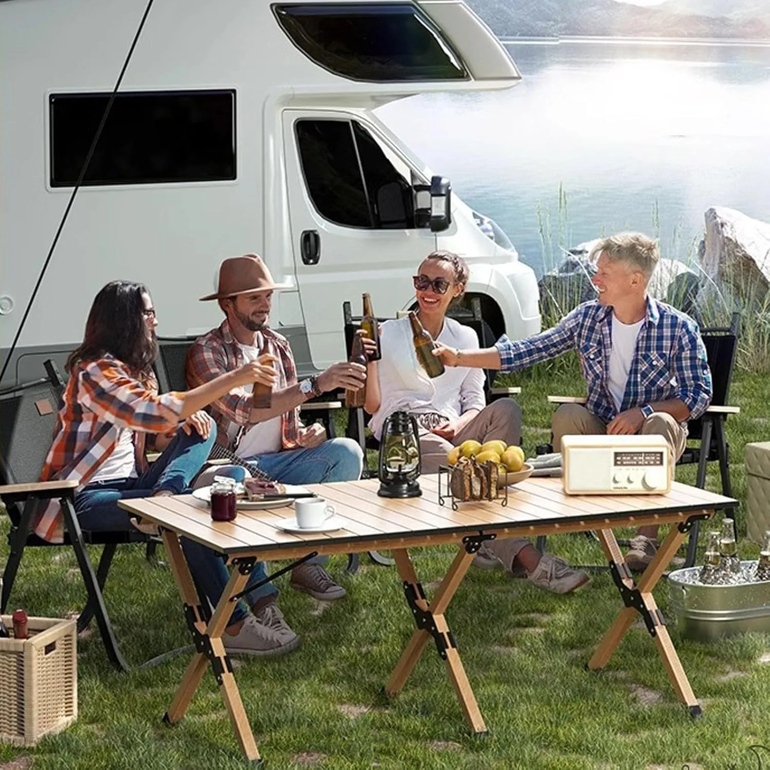Roll Up Picnic Table Folding Camping Table Beach Table，Folding Table for Outdoor Picnic, Camping, BBQ, Party, Backyard, Beach