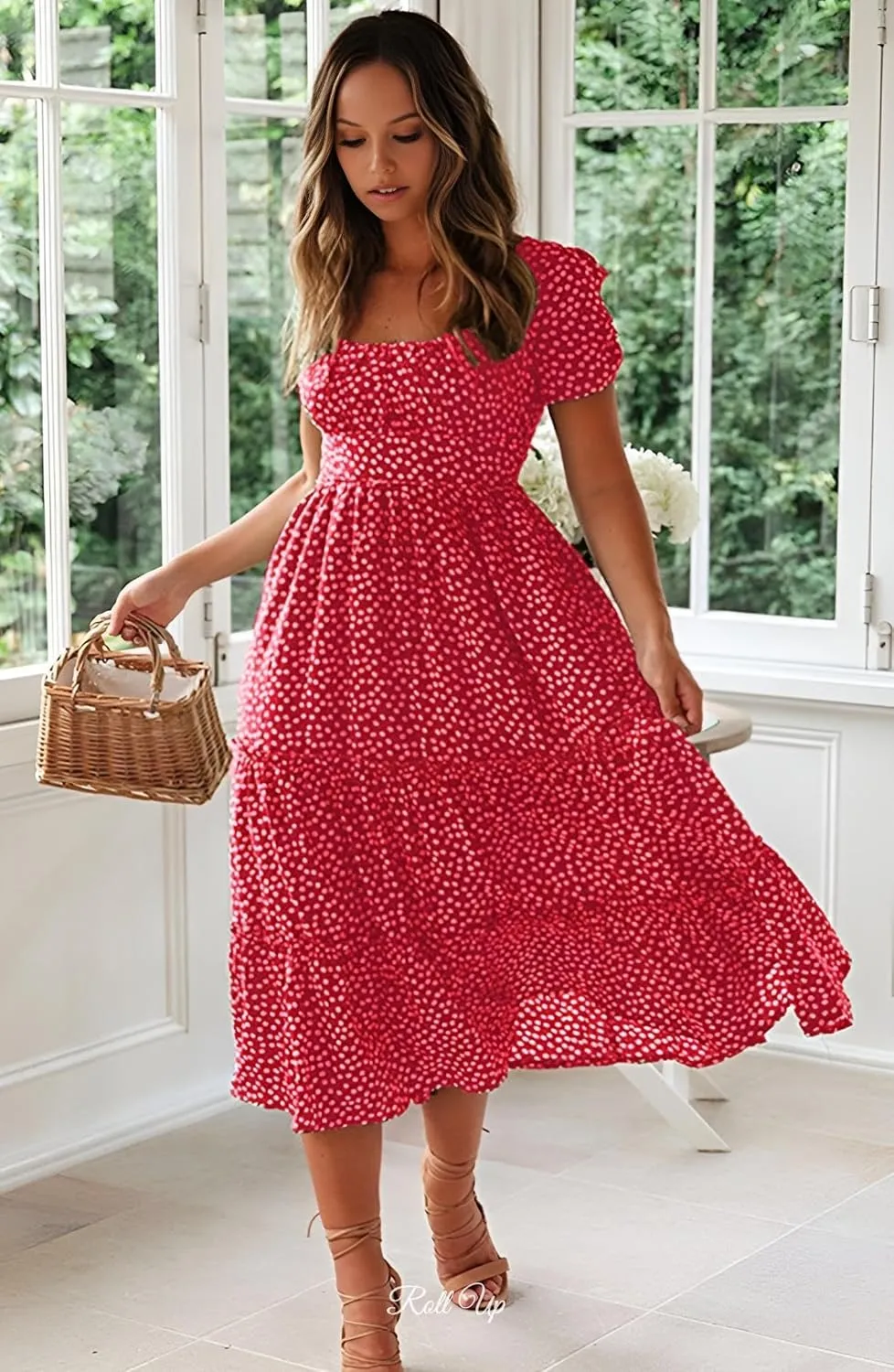 Roll Up Women's Spring Summer Dresses Party Casual Floral Print Boho Elegant Beautiful Cute Midi Long Maxi Dress