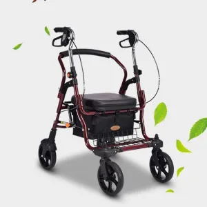Rollator Walker Lightweight Walking Frame Aid Mobility Foldable with Seat and Bag 4 Wheels for Elderly