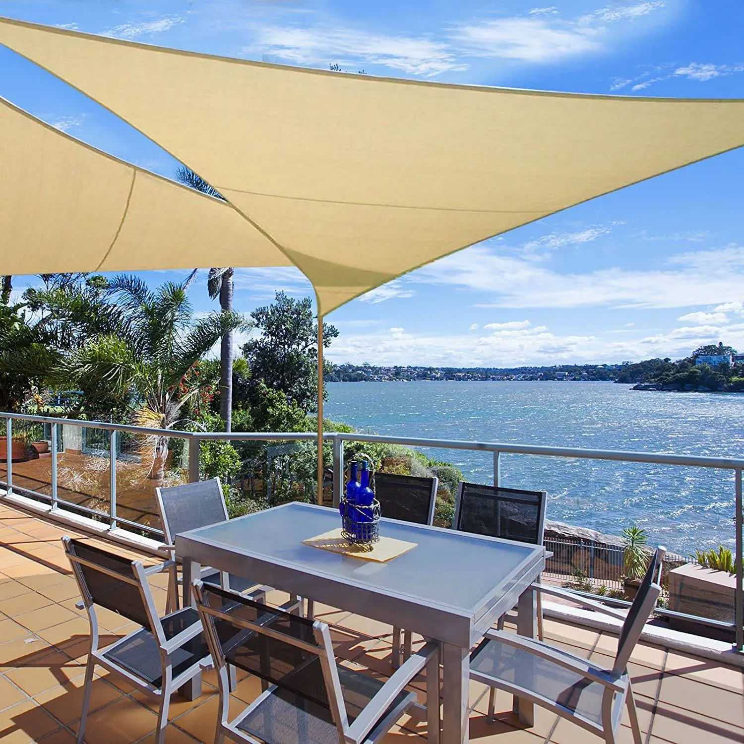 Rootz Sun Sail Shade Canopy - UV Protection - Tear-Resistant - Easy Installation - HDPE Fabric - 180g/m² - Gray - 3 Eyelets - 1.5m Ropes - 180cm x 180cm