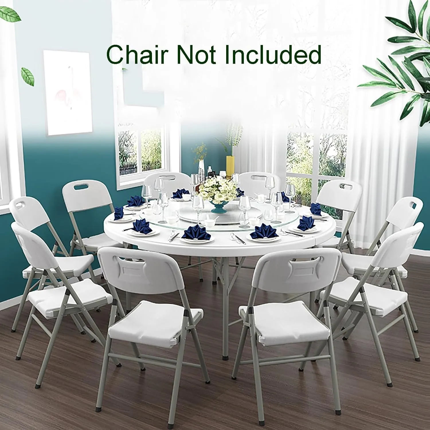 Round Folding Table, Folding Picnic Table for Outdoor with Handle, Portable Outdoor Table with Metal Bracket, 300Kg Load Bearing, Camping Accessories for Home Picnic BBQ Garden(Gris,120x74cm/47x29in)