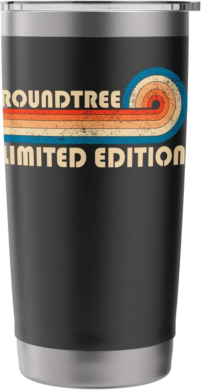 ROUNDTREE Surname Retro Vintage 80s 90s Birthday Reunion Stainless Steel Insulated Tumbler