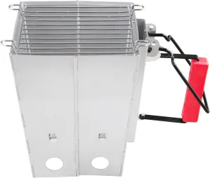 Royal Gourmet Foldable Charcoal Chimney Fire Starter Camping Grill, silver and red