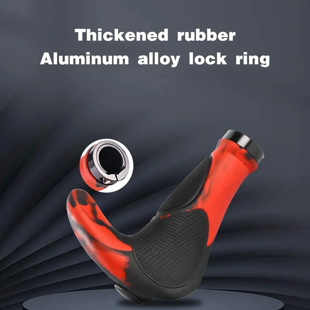 Rubber Bicycle Handlebar Grips,Comfort Ergonomic Design Bike Handlebar Locking Grips Anti-Slip Shock Absorbing Bike Grips for MTB Scooter Folding Bike Mountain Bike