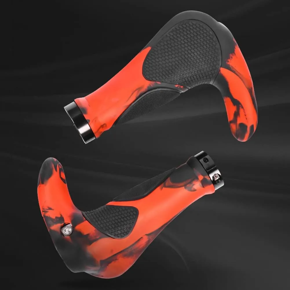 Rubber Bicycle Handlebar Grips,Comfort Ergonomic Design Bike Handlebar Locking Grips Anti-Slip Shock Absorbing Bike Grips for MTB Scooter Folding Bike Mountain Bike