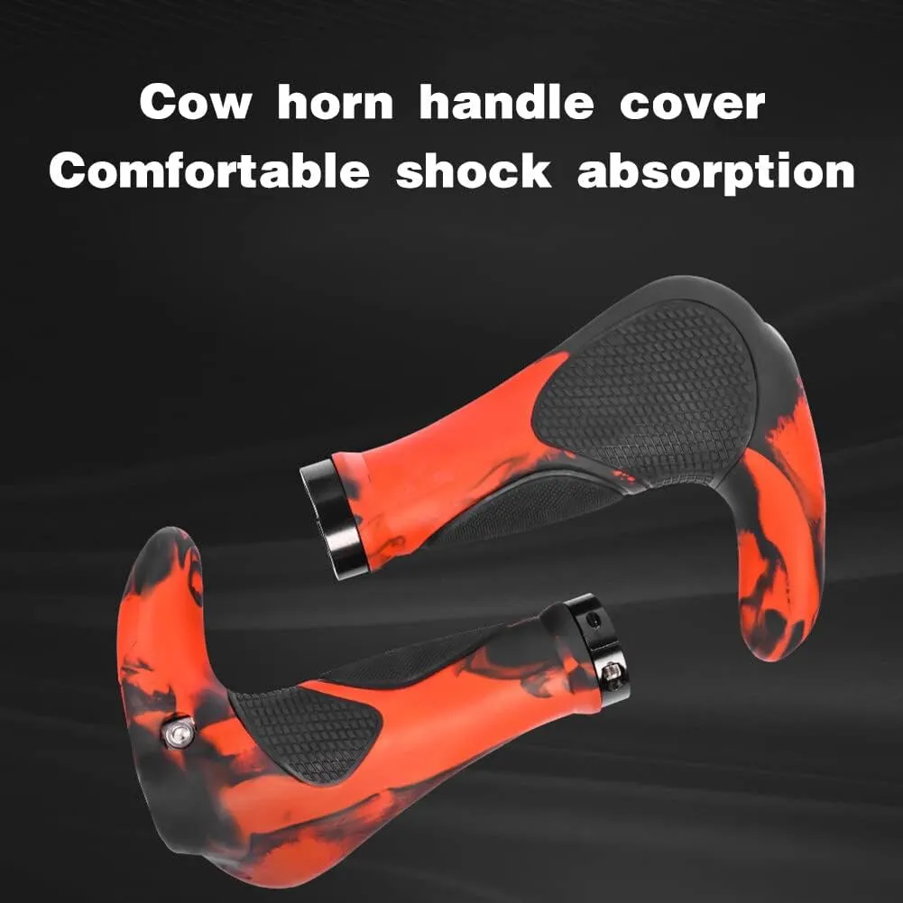 Rubber Bicycle Handlebar Grips,Comfort Ergonomic Design Bike Handlebar Locking Grips Anti-Slip Shock Absorbing Bike Grips for MTB Scooter Folding Bike Mountain Bike