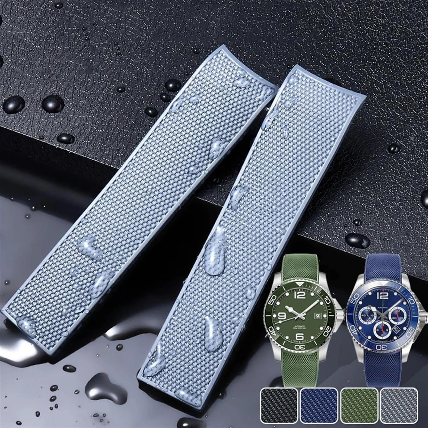Rubber Silicone Watch Strap Watchband 21mm Waterproof