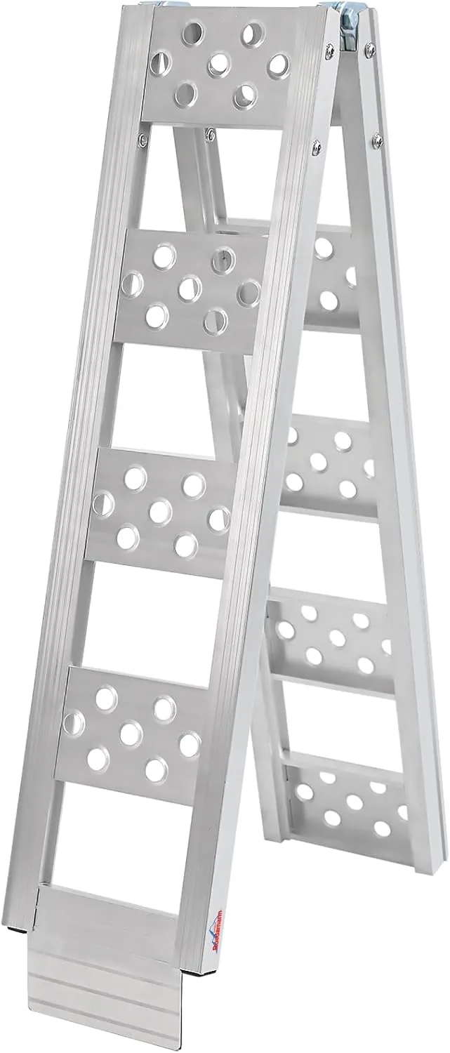 Ruedamann Folding Aluminum Loading Ramp, 440 lbs Capacity, 6'L x 8.1" W Lightweight Portable Ramp for Lightweight Garden Tools, Dirt Bikes, E-Bikes (1 PC)