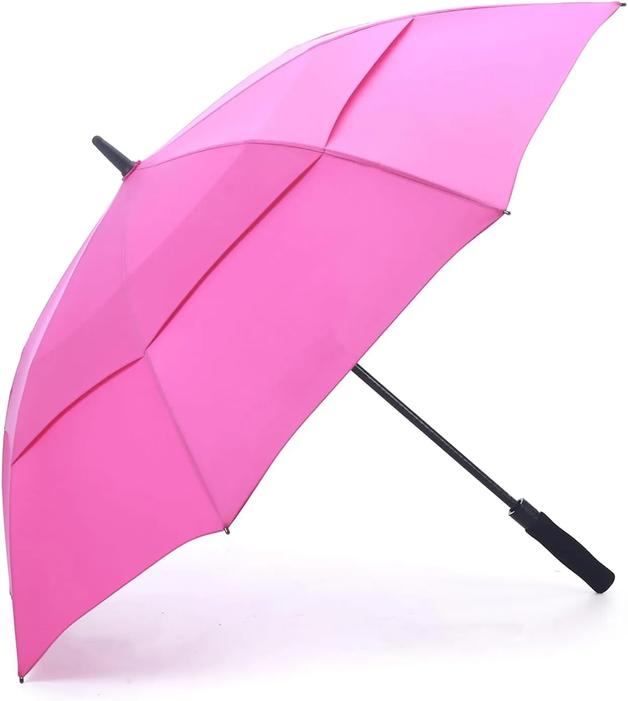 RUMBRELLA 55/62 Inch UV Golf Umbrella Large Oversize Double Canopy Vented Windproof Auto Open Stick Umbrella