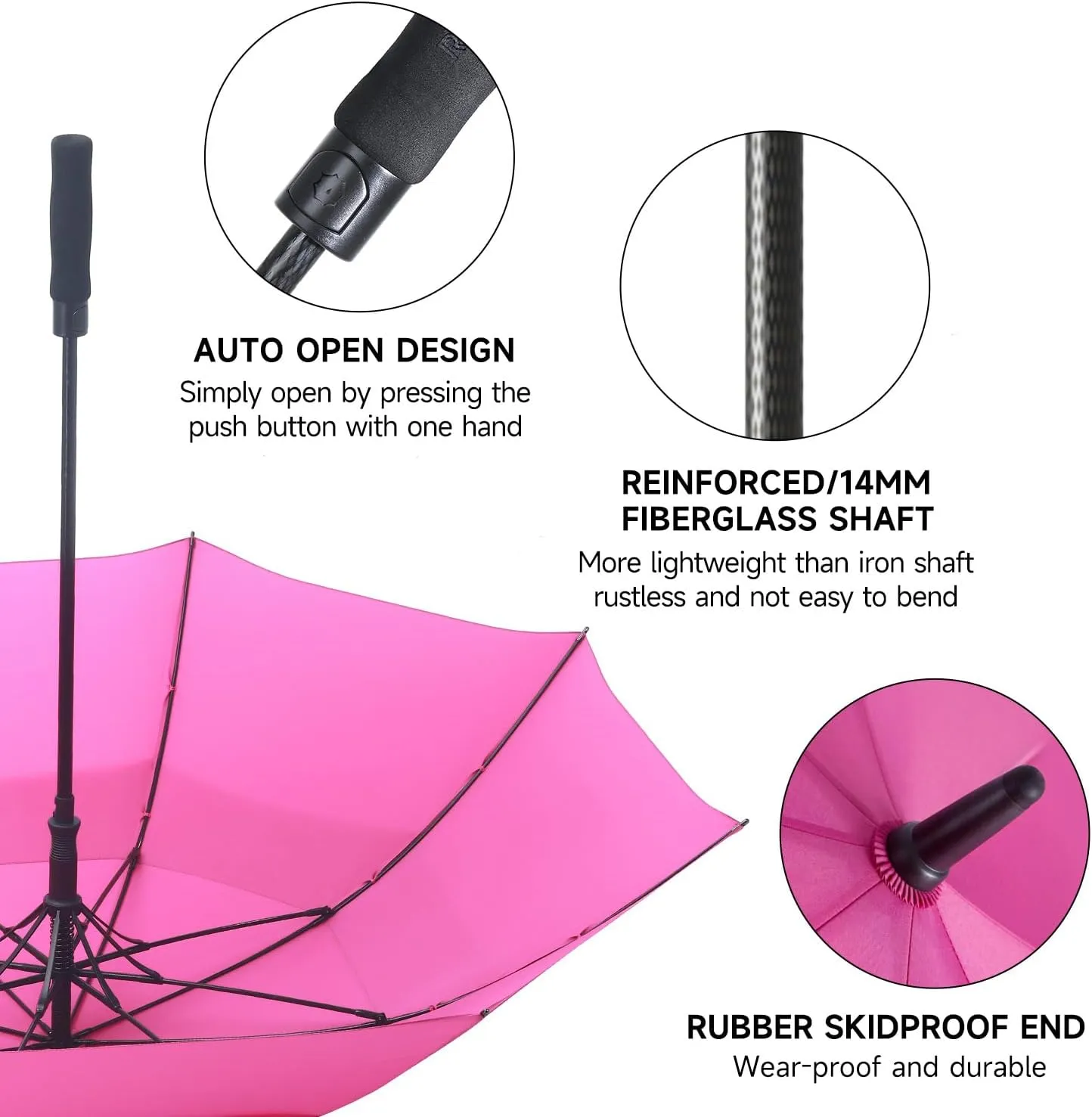 RUMBRELLA 55/62 Inch UV Golf Umbrella Large Oversize Double Canopy Vented Windproof Auto Open Stick Umbrella