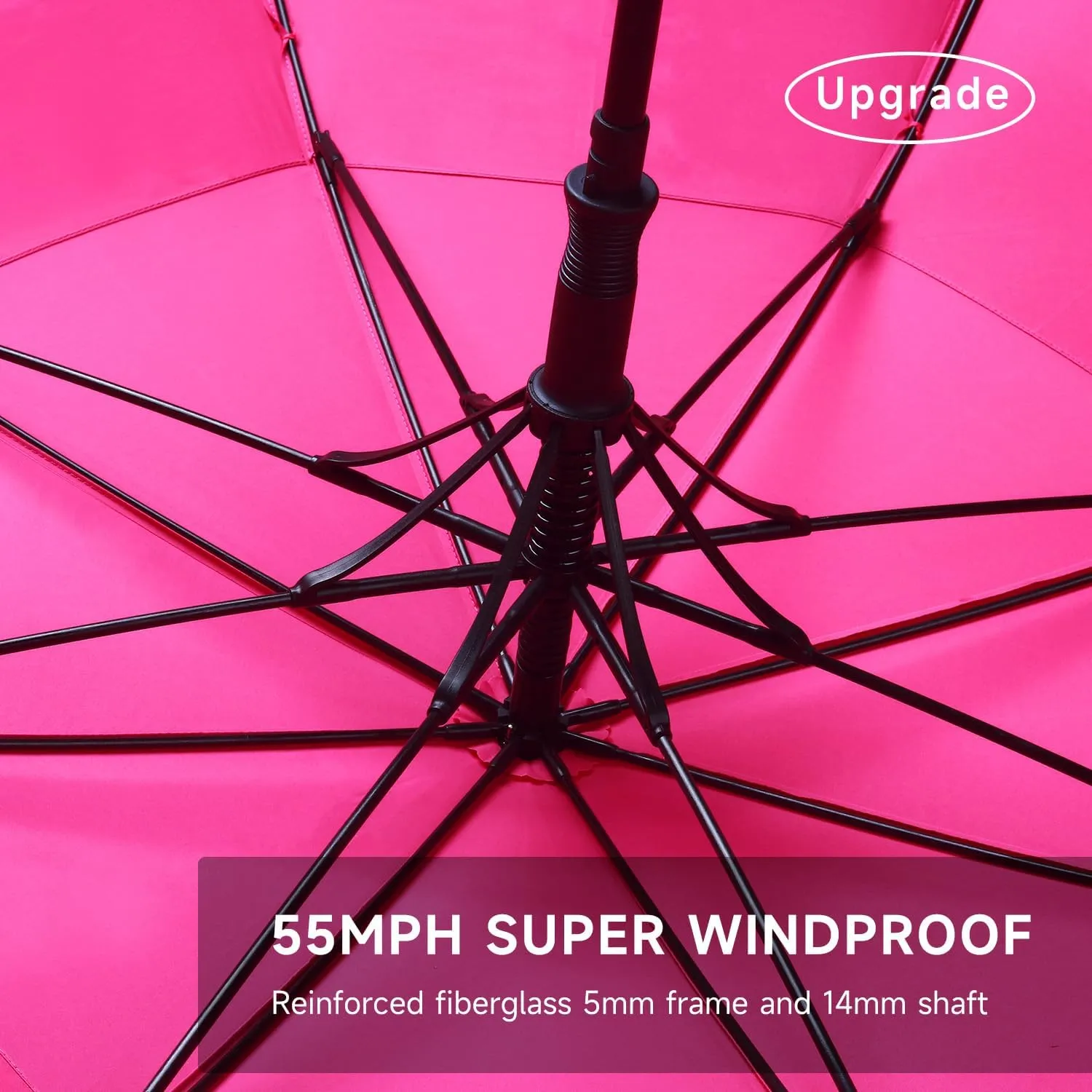 RUMBRELLA 55/62 Inch UV Golf Umbrella Large Oversize Double Canopy Vented Windproof Auto Open Stick Umbrella