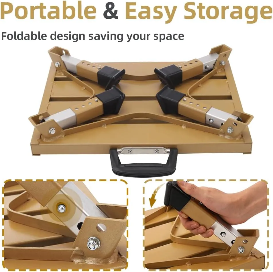 RV Steps Aluminum Adjustable Stable Step with Portable Handle Supports Up to 1000 lb(Gold)
