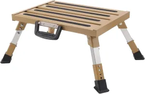 RV Steps Aluminum Adjustable Stable Step with Portable Handle Supports Up to 1000 lb(Gold)
