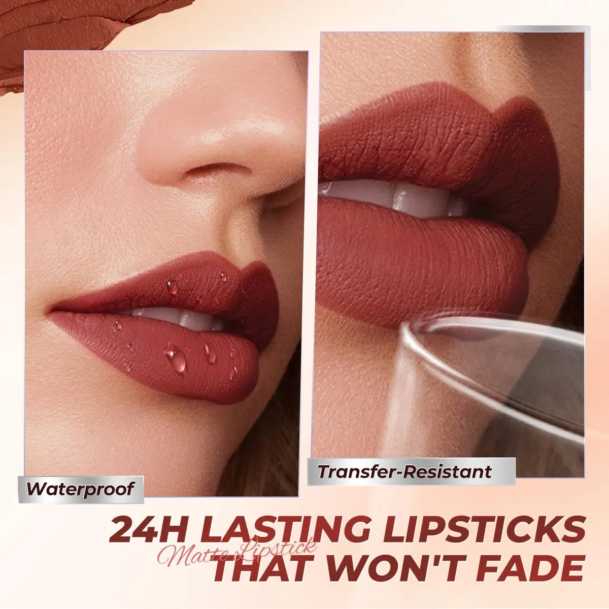 SACE LADY Matte Lipstick for Women, Long Lasting Lipstick Set Waterproof and Smudgeproof, Natural Red Lip Color Makeup High Pigmented Stays On Up to 24 Hour (N03 N04, 2pcs)