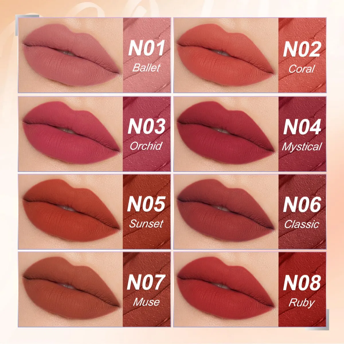 SACE LADY Matte Lipstick for Women, Long Lasting Lipstick Set Waterproof and Smudgeproof, Natural Red Lip Color Makeup High Pigmented Stays On Up to 24 Hour (N03 N04, 2pcs)