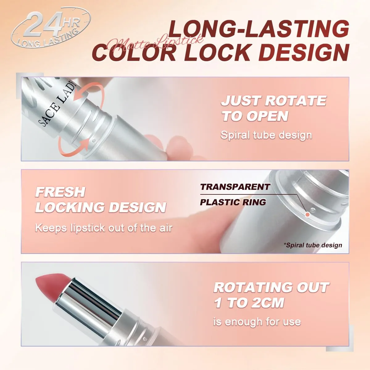 SACE LADY Matte Lipstick for Women, Long Lasting Lipstick Set Waterproof and Smudgeproof, Natural Red Lip Color Makeup High Pigmented Stays On Up to 24 Hour (N03 N04, 2pcs)