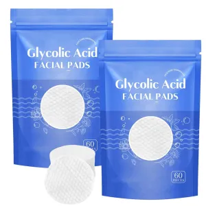 Salicylic Acid Face Pads, 60 Glycolic Salicylic Acid Pads, Salicylic Acid Pads for Body Pores Cleansing (2PCS, Round)