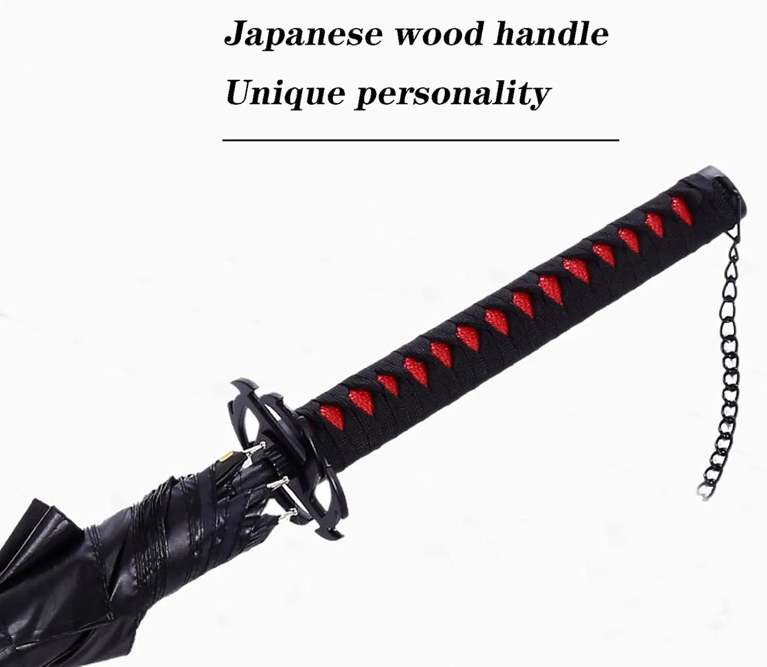 Samurai Sword with Long Handle Umbrella,Golf Umbrella,Rain and Sun Protection and Windproof,Fiber Ribs(16 Bone),105cm/41 Diameter, Suitable for 1 or 2 Persons, Manual,Black/White