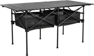 Sanny LargeOutdoor Folding Picnic Camping Table,55"X 27.56"Portable Aluminum Roll-up Table with Storage Carry Bag for RV Travel,Indoor,Outdoor,Camping, Beach,Backyard,BBQ,Party,Patio,Picnic
