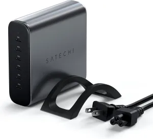Satechi 200W 6-Port GaN Charging Station, 2 140W USB-C and 4 USB-C, Fast Charging Travel Charger for Multiple Devices, for MacBook Air/Pro M4, iPad Air/Pro M4, iPhone 16, Most Thunderbolt Devices