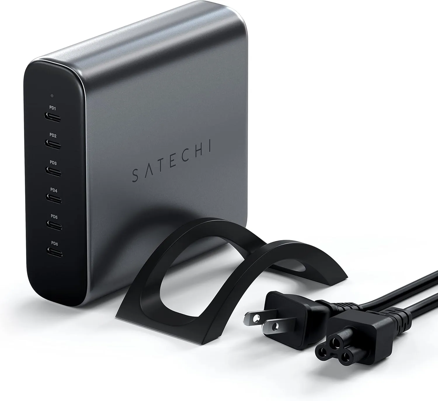 Satechi 200W 6-Port GaN Charging Station, 2 140W USB-C and 4 USB-C, Fast Charging Travel Charger for Multiple Devices, for MacBook Air/Pro M4, iPad Air/Pro M4, iPhone 16, Most Thunderbolt Devices
