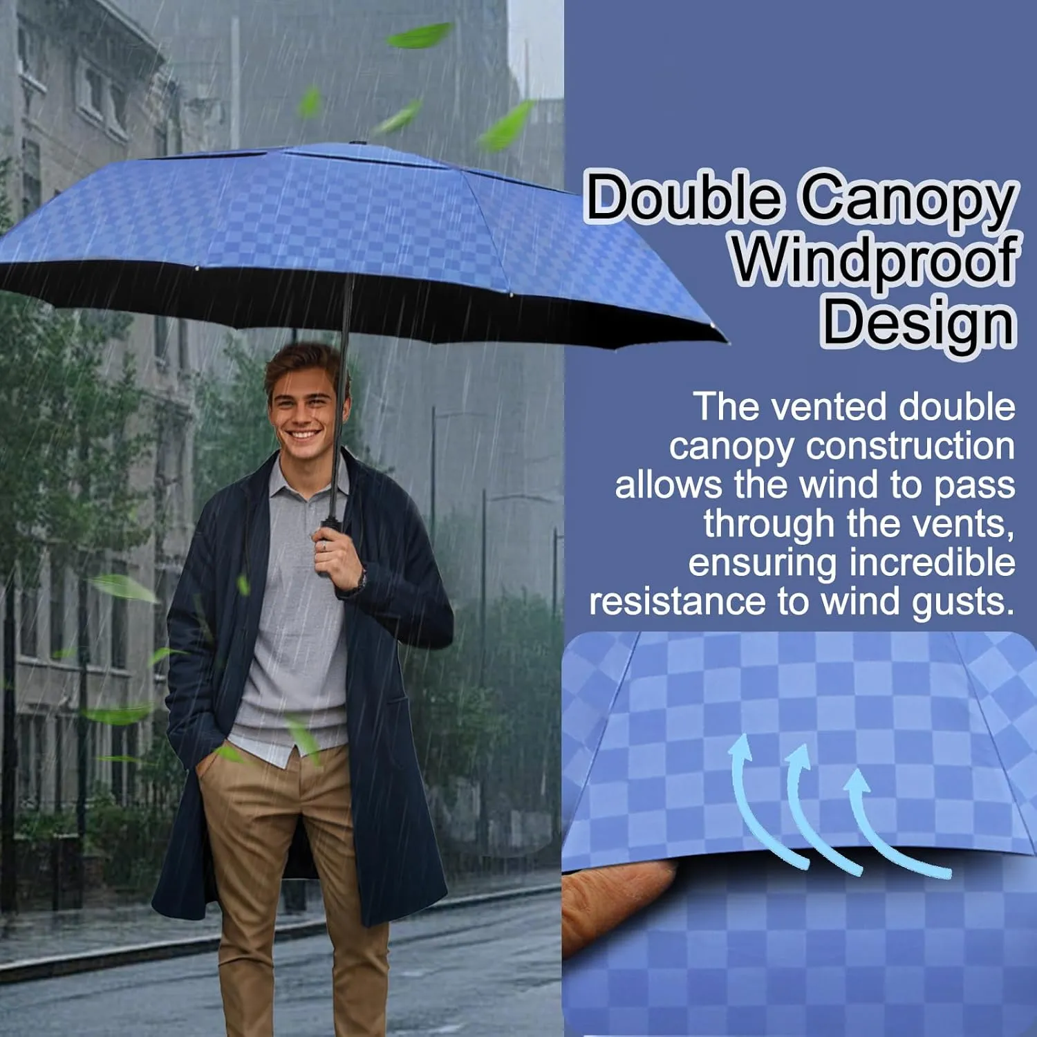 Satol 46/54/62 Inch Large Golf Umbrella, Windproof 10 Ribs Automatic Open/Close Oversize Double Canopy Vented Portable Folding Travel Umbrellas, UPF 50  Sun & Rain Compact Umbrellas for Outdoor