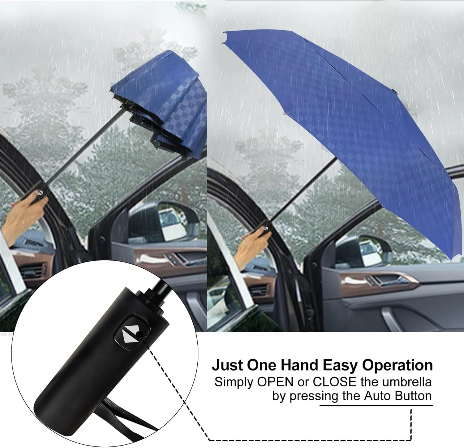 Satol 46/54/62 Inch Large Golf Umbrella, Windproof 10 Ribs Automatic Open/Close Oversize Double Canopy Vented Portable Folding Travel Umbrellas, UPF 50  Sun & Rain Compact Umbrellas for Outdoor