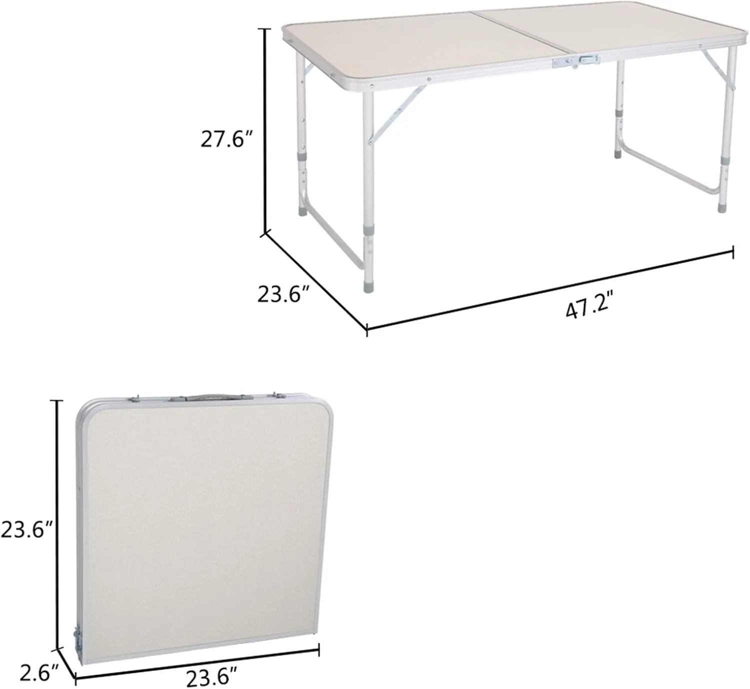 Savins gt1-ly 120 x 60 x 70 4 feet Portable Multifunctional Adjustable Height Folding Table, Suitable for Family Gatherings, picnics, Camping Trips, White
