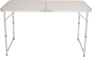 Savins gt1-ly 120 x 60 x 70 4 feet Portable Multifunctional Adjustable Height Folding Table, Suitable for Family Gatherings, picnics, Camping Trips, White