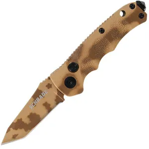 SC60MDT Mini, Desert Camo Handle & Blade, Tanto Plain w-Clip