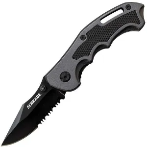 SCH210, Gray Aluminum Handle, Black Clip Point ComboEdge