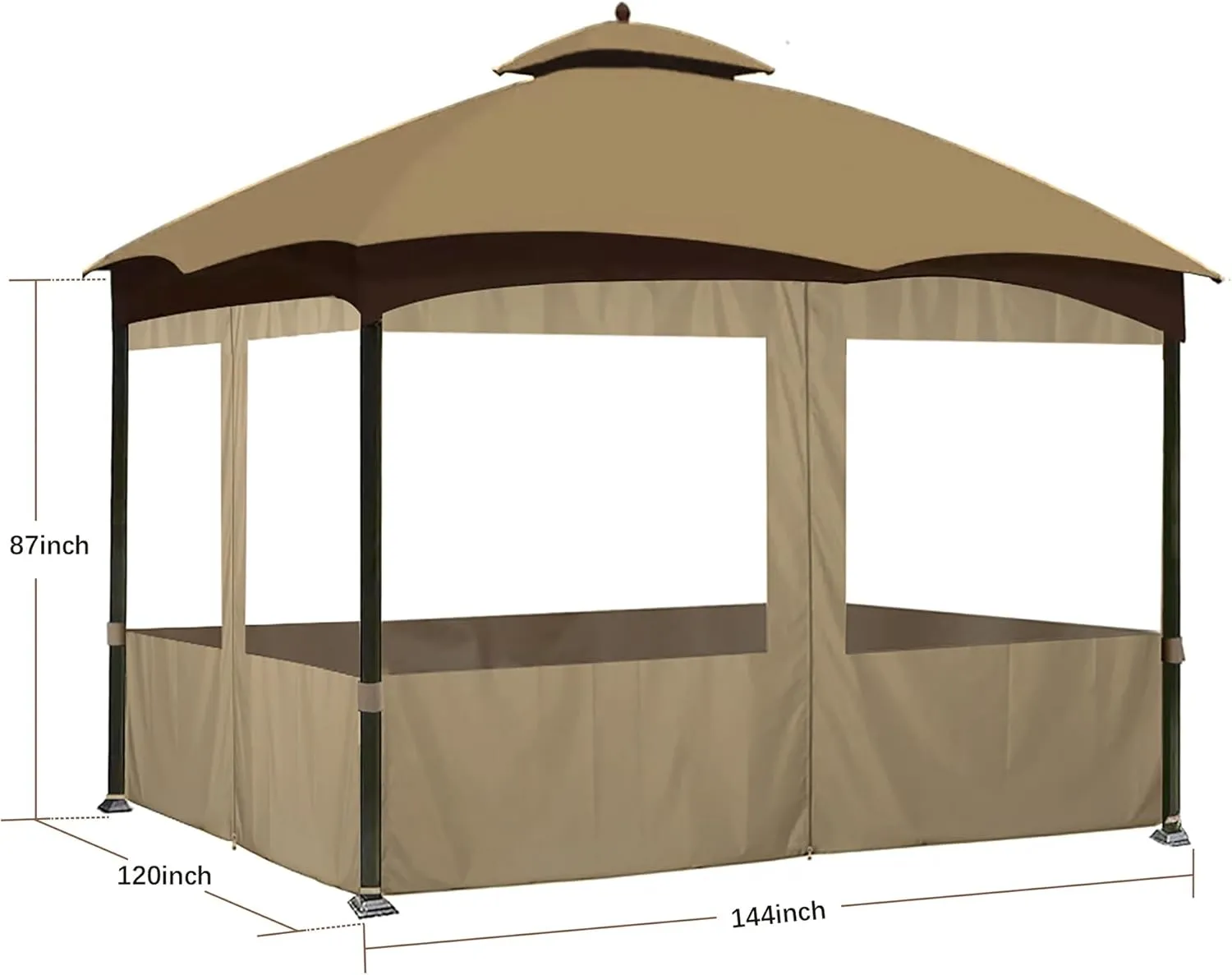 SCOCANOPY 10' x 12' Clear Window Gazebo Privacy Curtain Set for Lowe's Allen Roth 10X12 Gazebo Model #GF-12S004B-1 / GF-12S004BTO/ TPGAZ17-002,(Beige)