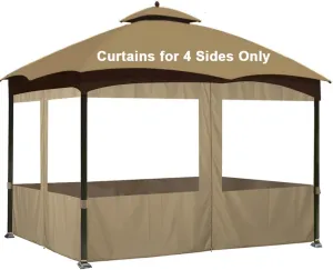 SCOCANOPY 10' x 12' Clear Window Gazebo Privacy Curtain Set for Lowe's Allen Roth 10X12 Gazebo Model #GF-12S004B-1 / GF-12S004BTO/ TPGAZ17-002,(Beige)