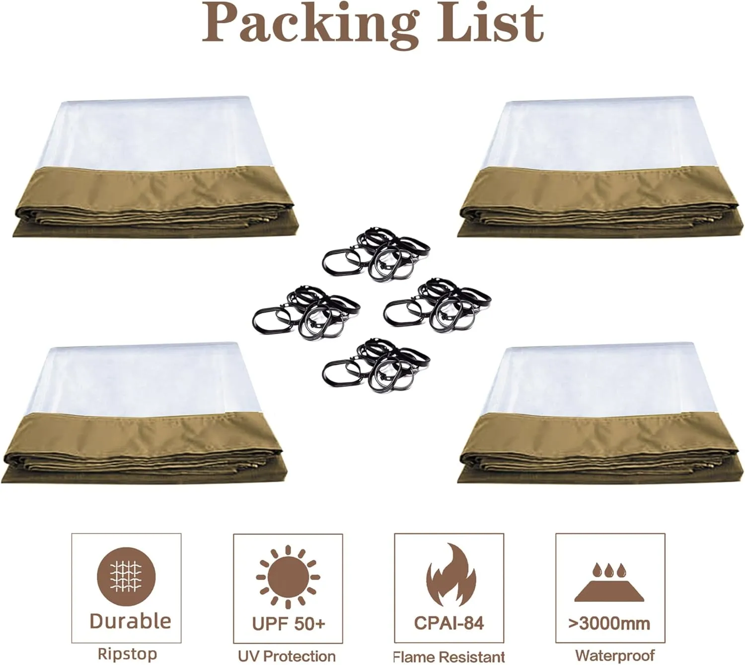 SCOCANOPY 10' x 12' Clear Window Gazebo Privacy Curtain Set for Lowe's Allen Roth 10X12 Gazebo Model #GF-12S004B-1 / GF-12S004BTO/ TPGAZ17-002,(Beige)